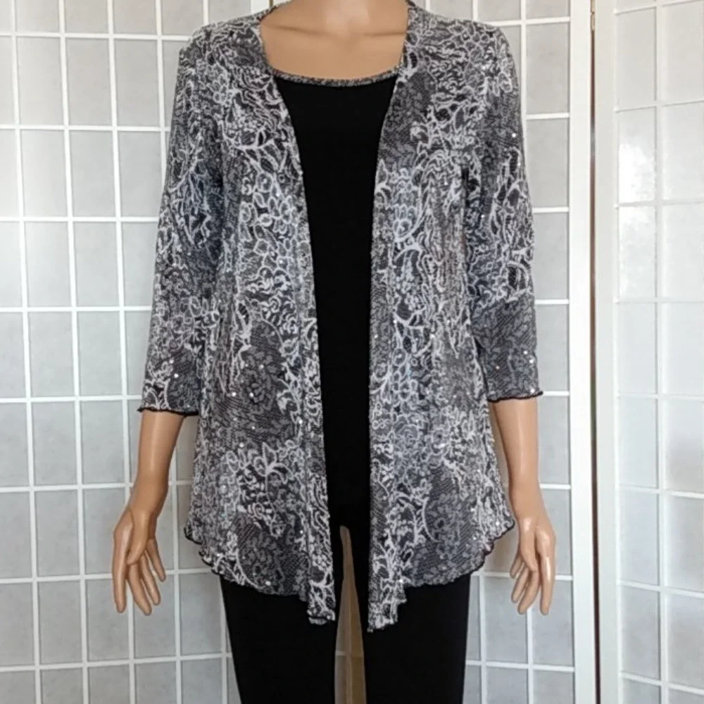Sparkly‎ Cardigan w/ Sewn-In Black Top – Women Size S